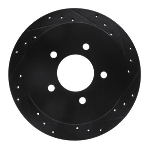 Ford F-150 Brake Rotor (1) - Rear Right - R1 Concepts - Drilled & Slotted - Black - `97-`04
